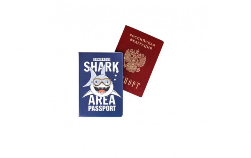 ОП-4487 Обложка на паспорт "Акула-улыбака" (ПВХ, slim) ОП-4487