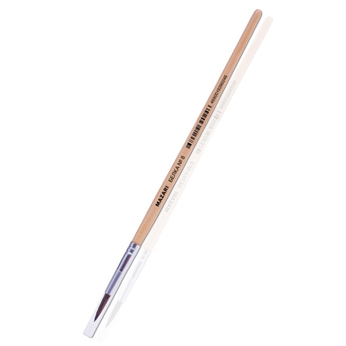 М-5105 Кисть художественная, из волоса белки, №5, круглая, обойма обжимная, ручка деревянн